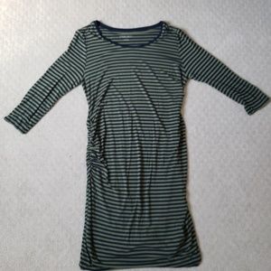 Green and navy maternity dress